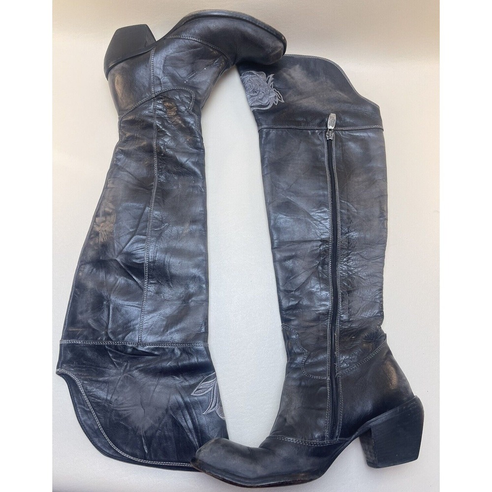 Mark Nason Women's Siren Size 7 Black  Leather Thigh High Boots Italy - Picture 7 of 15